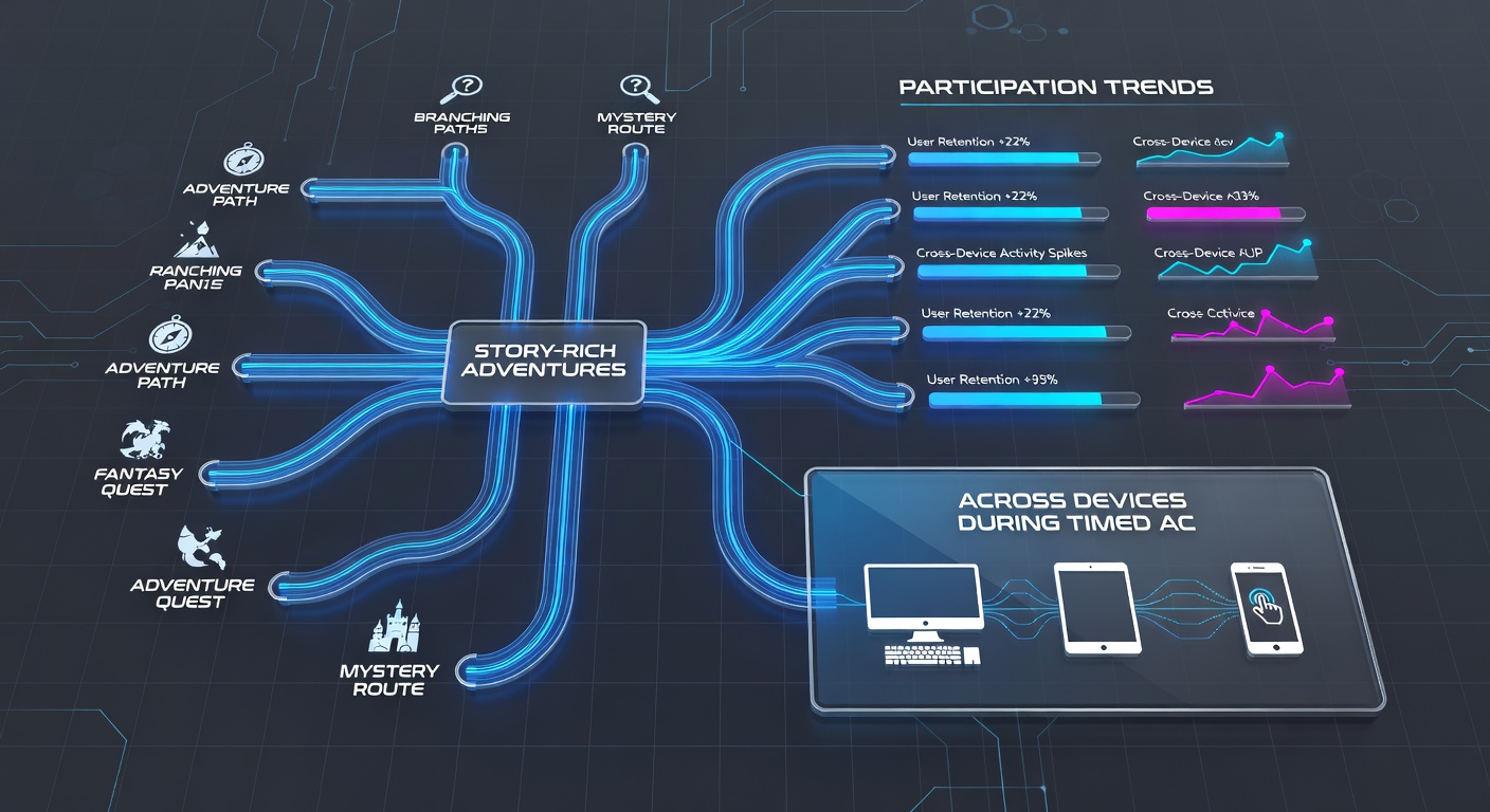 Cross-device gameplay session showing narrative choice impacts in an adventure title during a promotional period