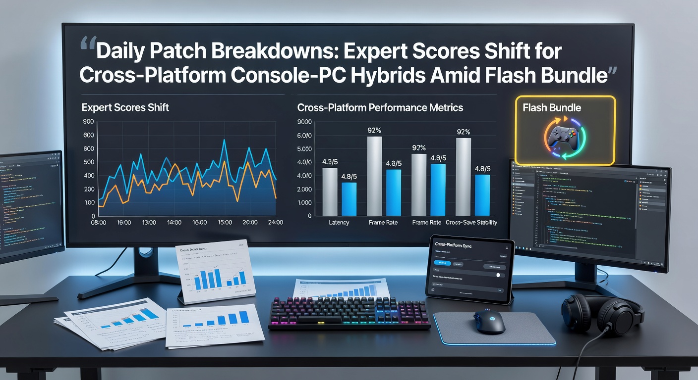 Graph illustrating expert score shifts on Metacritic for hybrid games pre- and post-April 2026 patches, with bundle discount icons overlaid