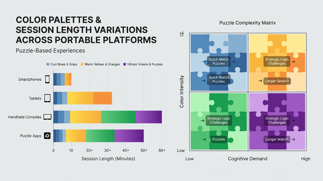 Comparative chart of session lengths by color palette on portable versus fixed platforms