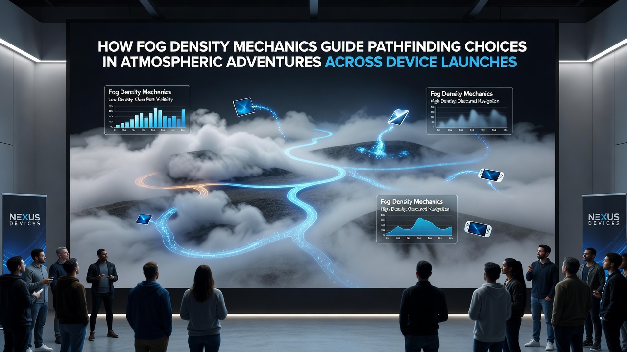 Pathfinding adjustments shown across different gaming devices in atmospheric settings