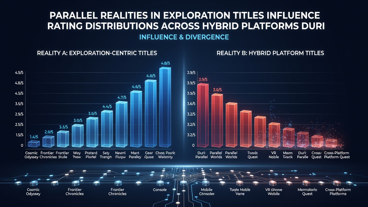 Data visualization of rating distribution shifts on hybrid platforms for exploration titles with parallel reality systems