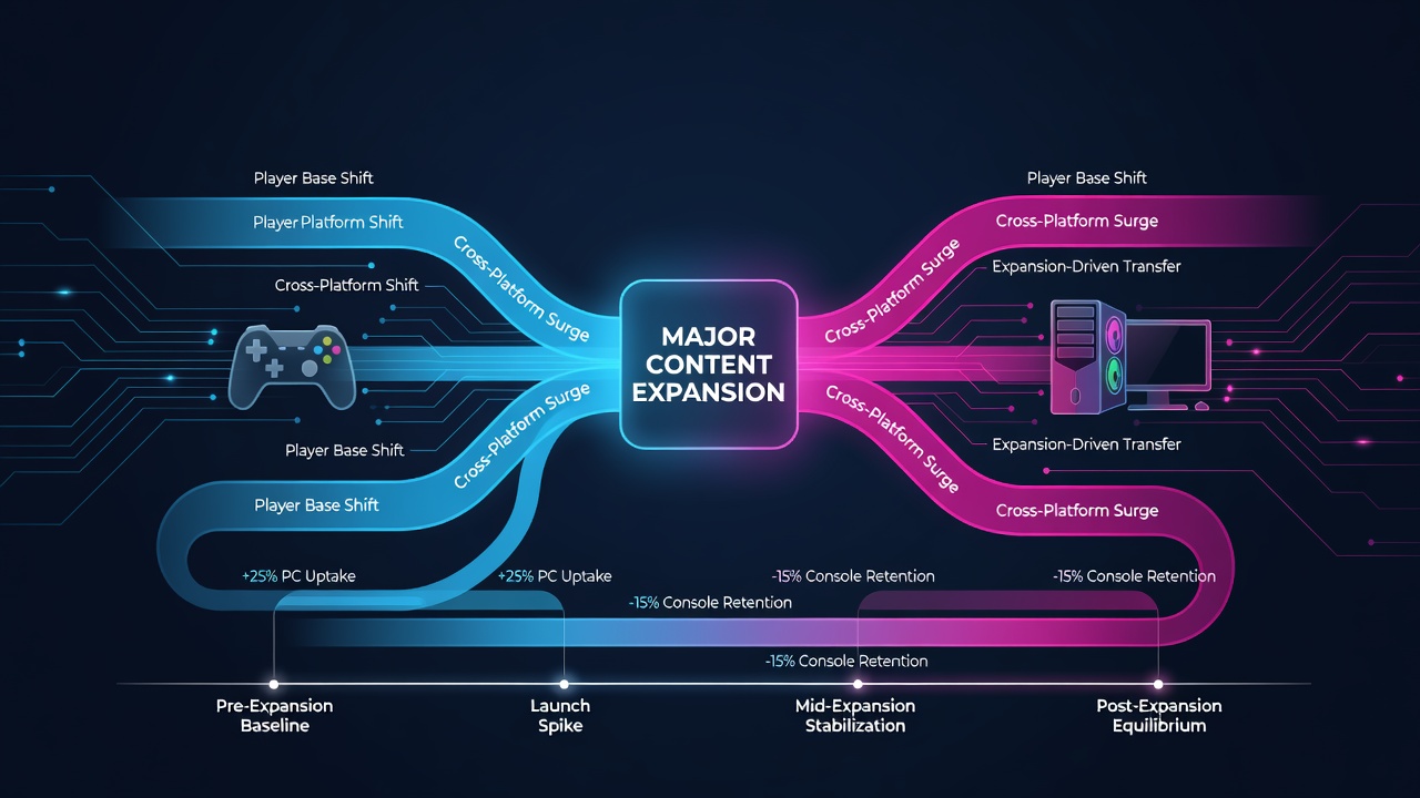 Chart displaying changes in aggregate review scores across platforms following a major content expansion with before and after comparisons