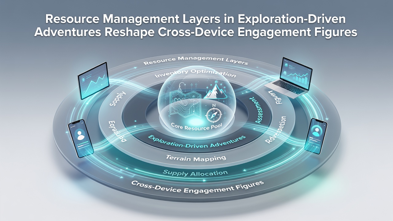 Data visualization of cross-device engagement metrics in exploration adventures during seasonal promotions