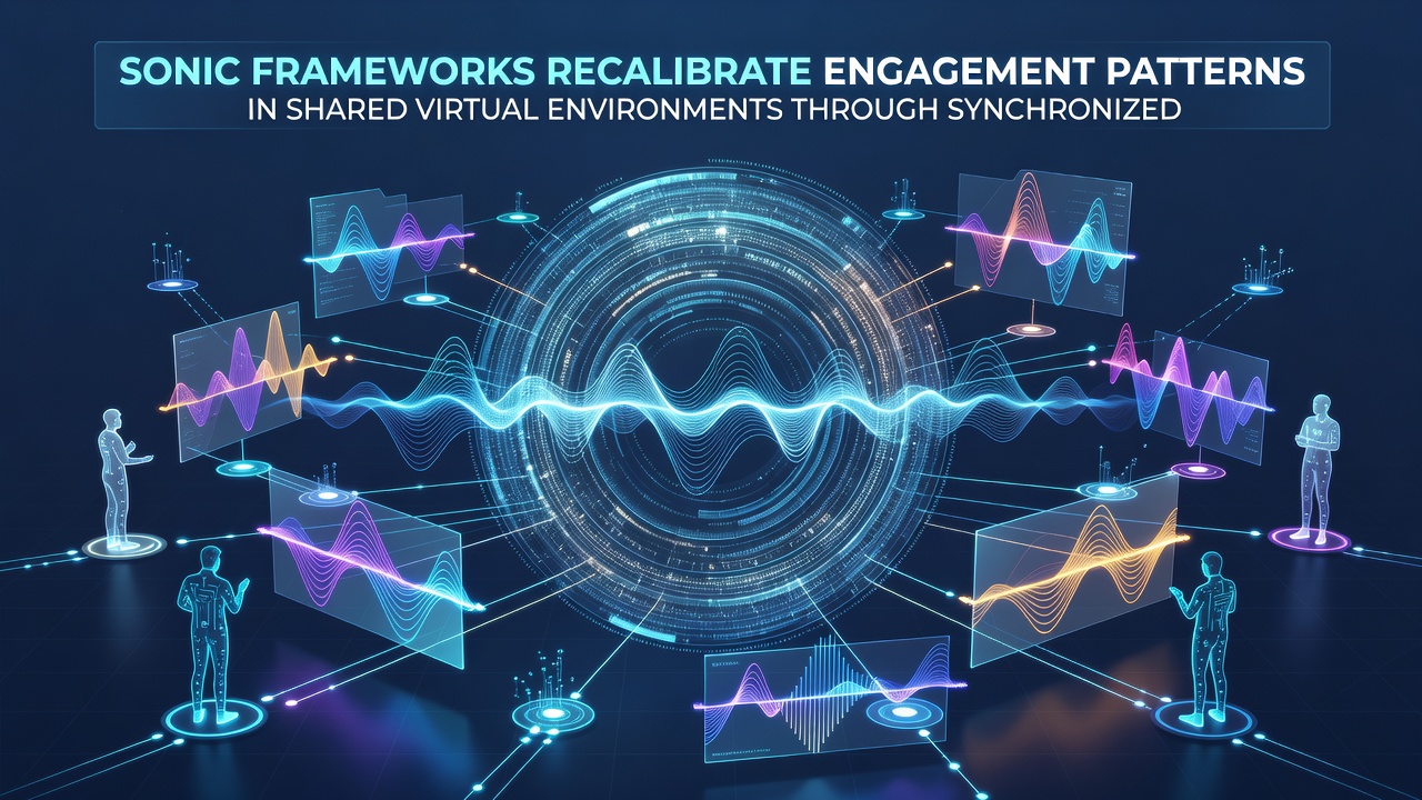Group of avatars in a virtual environment responding to synchronized audio cues during a collaborative session