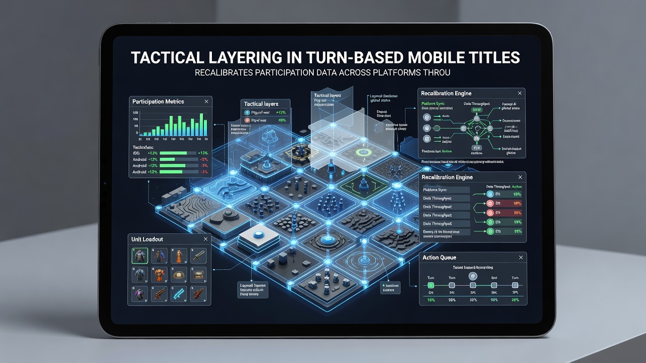 Analytics dashboard displaying participation metrics and cross-platform engagement graphs for mobile strategy games
