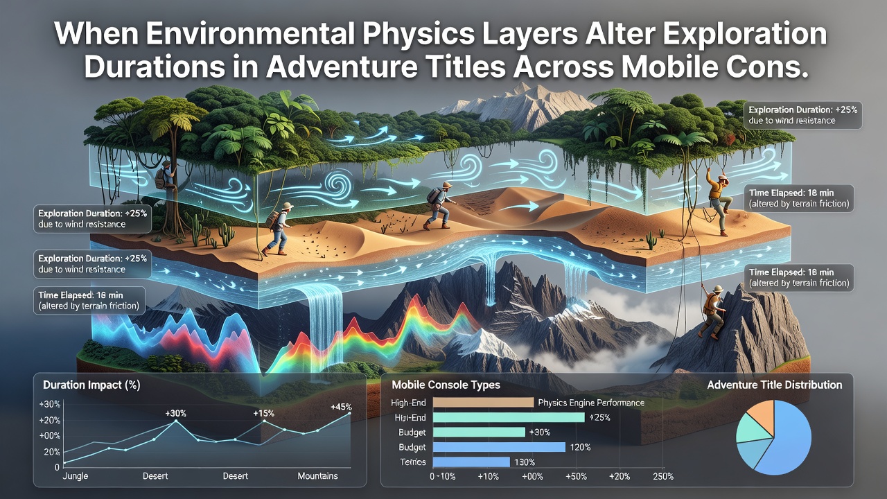 Comparison of mobile, console, and PC gameplay screens highlighting differences in physics simulation during exploration